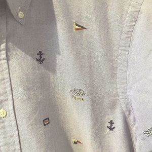 Ralph Lauren Shirt Mens Med Short Sleeve SS Nautical Sport Button Shirt Rope Anc